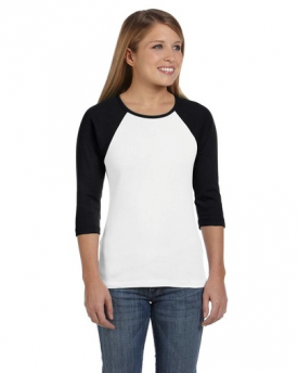 Bella B2000 Ladies’ Baby Rib 3/4-Sleeve Contrast Raglan T-Shirt